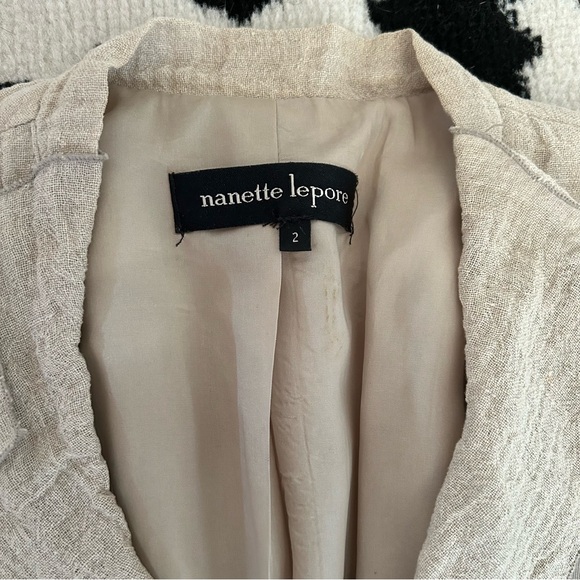Nanette Lepore Linen Beige Draped Blazer - Picture 4 of 7